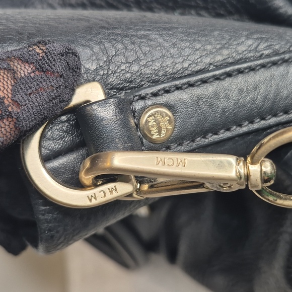 MCM Black Leather Handbag with Gold Accents - Picture 13 of 17